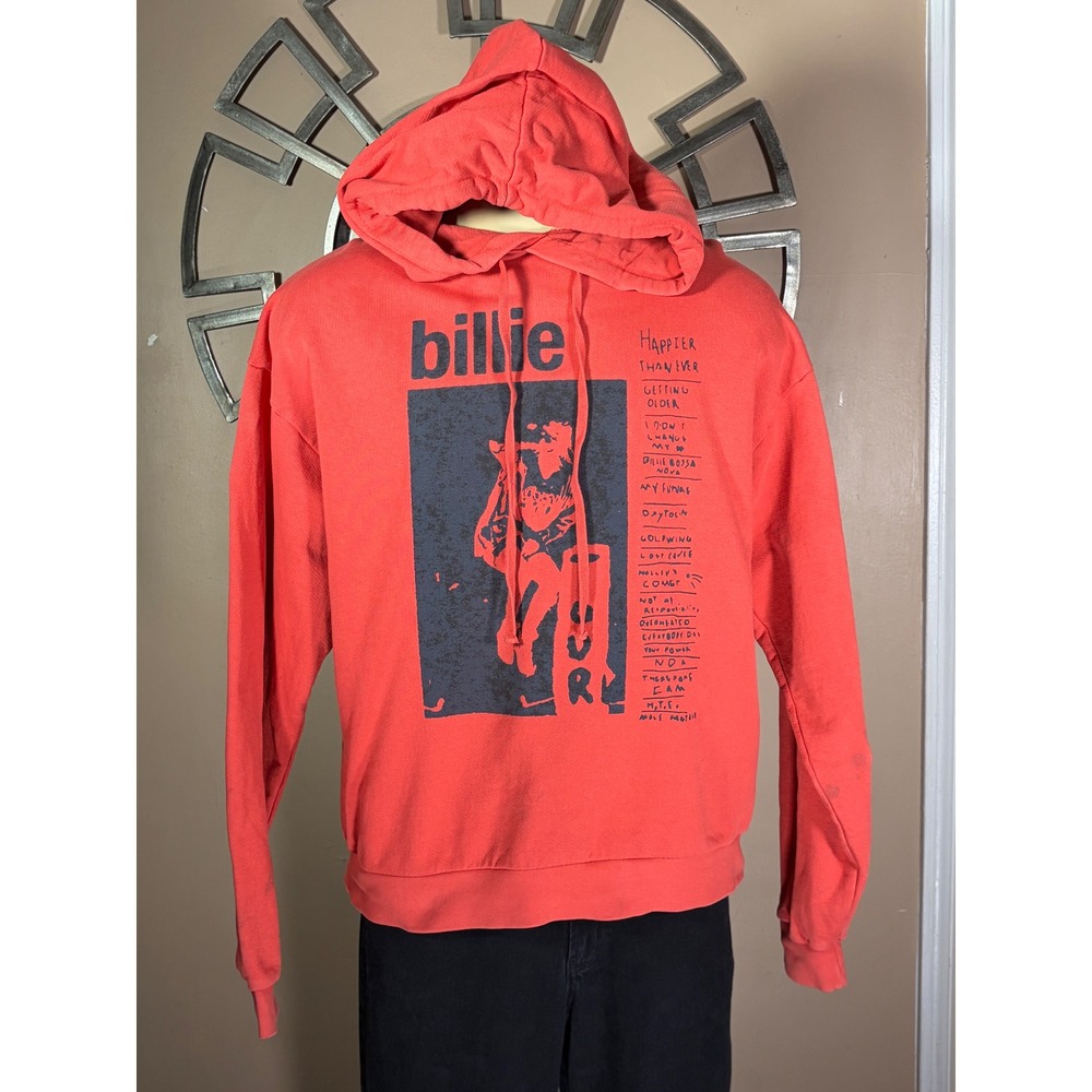 Billie Eilish Happier Than Ever Tour Hoodie Red Graphic Sweatshirt Medium